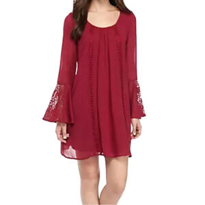 Sequin Hearts Chiffon Bell Sleeve Dress S